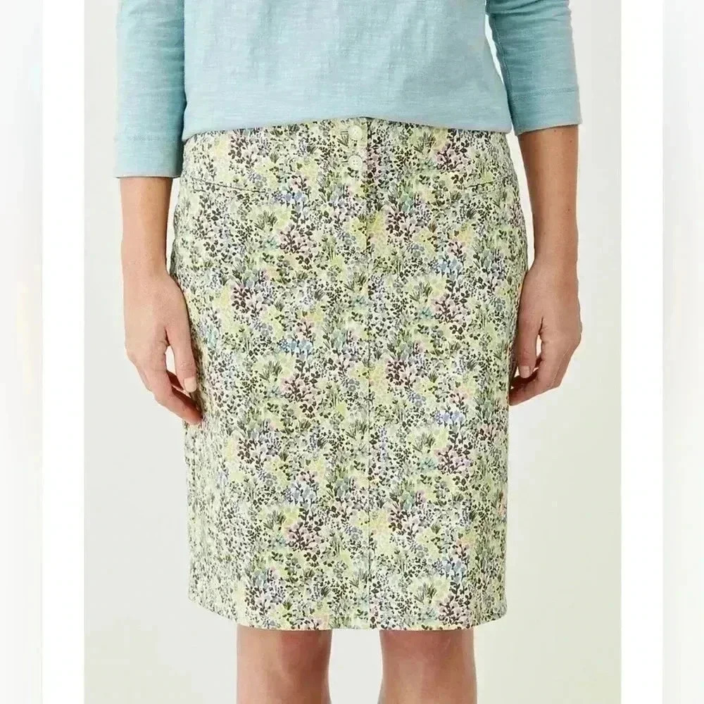 NWT J JILL Live-In Chino floral print stretchy pencil straight skirt size 4P
